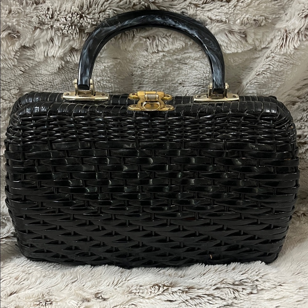Vintage Black Woven Satchel
